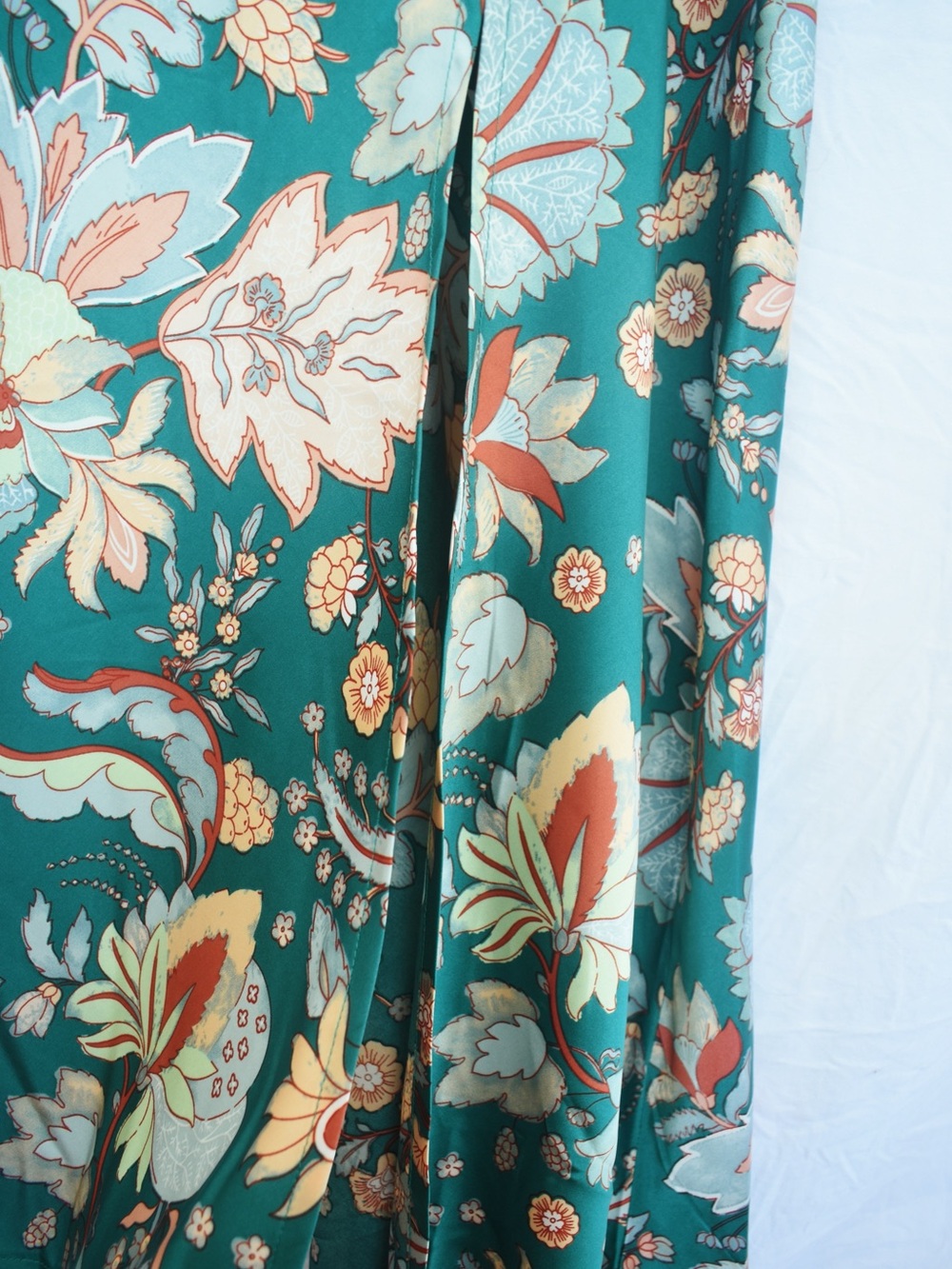 Floral Teal Maxi Slip Dress - Elegant Summer Dress - Picture 3 of 7
